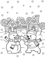 Candy Cane Village with Lollipop Trees Printable Coloring Page By Mindset Flow