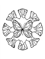 Captivating Circular Butterfly Wing Mandala Outline Coloring Page by Mindset Flow