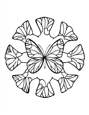 Captivating Circular Butterfly Wing Mandala Outline Coloring Page by Mindset Flow
