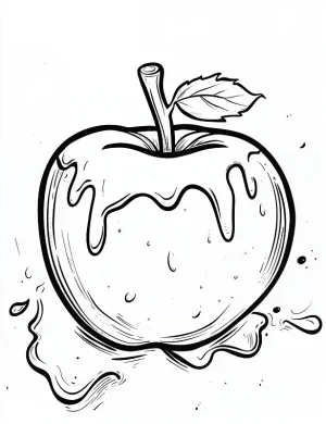 Caramel Dripping Apple Coloring Page by Mindset Flow