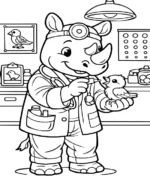 Caring Vet Rhino Coloring Page By Mindset Flow