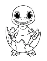 Cartoon Baby Dinosaur Hatching from Egg Coloring Page