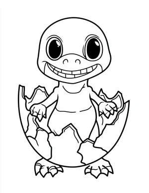 Cartoon Baby Dinosaur Hatching from Egg Coloring Page