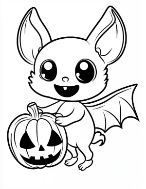 Cartoon Bunny Holding A Pumpkin Halloween Coloring Page By Mindset Flow