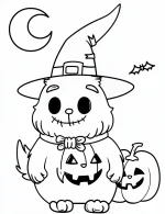Cartoon Cute Llama Wearing a Witch Hat Coloring Page by Mindset Flow