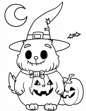 Cartoon Cute Llama Wearing a Witch Hat Coloring Page by Mindset Flow