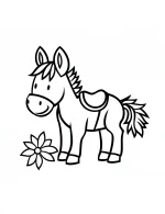 Cartoon Donkey with Flower Coloring Page
