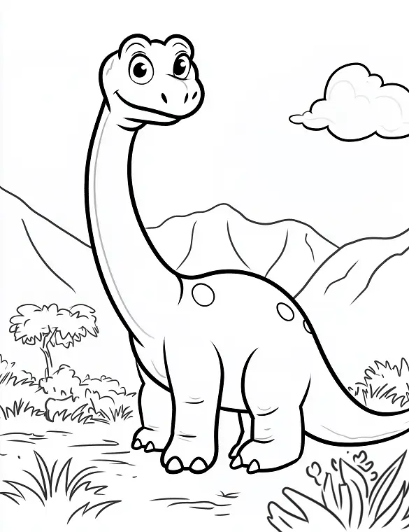 Cartoon Elasmosaurus Dinosaur In Prehistoric Landscape By Mindset Flow