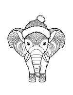 Cartoon Elephant Wearing Santa Hat Coloring Page by Mindset Flow