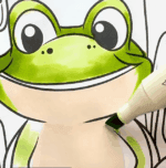 Cartoon Frog on Lily Pad Easter Coloring Page-HowToVideo