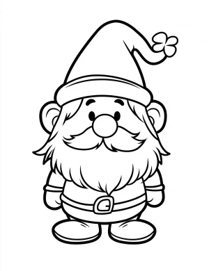 Cartoon Gnome with Shamrock Hat Coloring Page