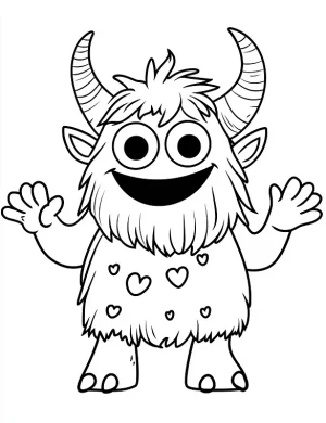 Cartoon Monster Wearing A Polka-Dotted Dress Coloring Page by Mindset Flow