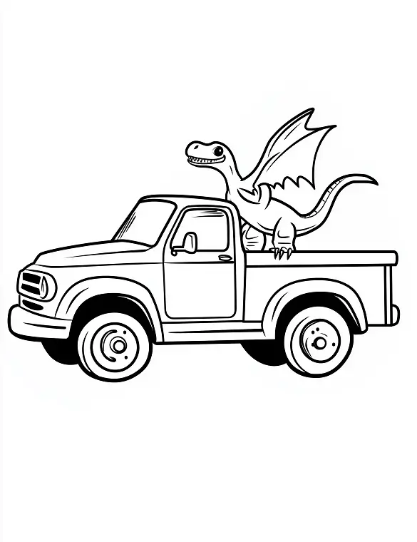 Cartoon Pickup Truck With Pterodactyl By Mindset Flow