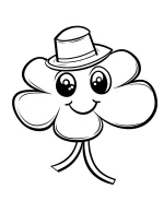Cartoon Shamrock with Hat Coloring Page