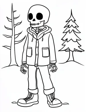 Cartoon Skeleton In Clothes Coloring Page by Mindset Flow
