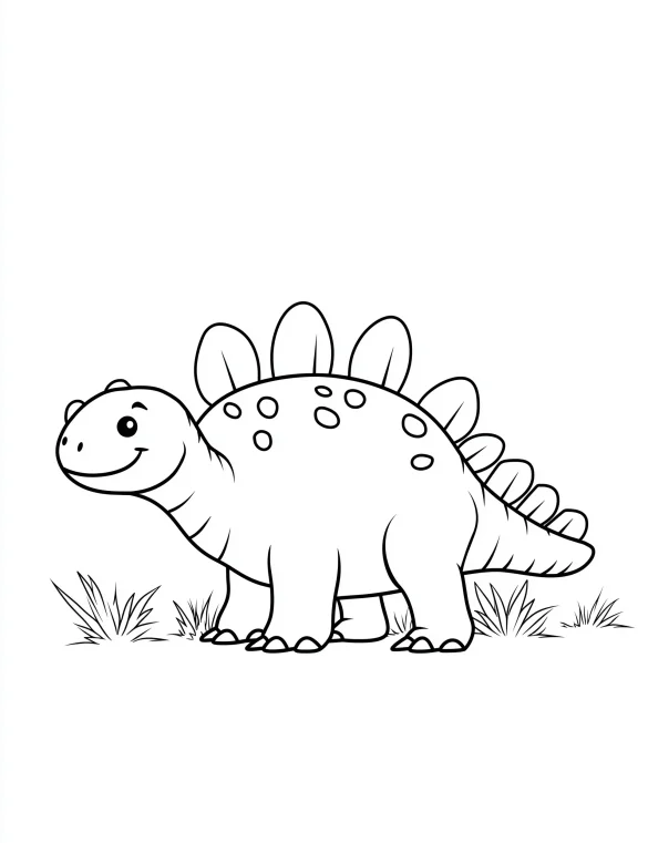 Cartoon Stegosaurus Dinosaur Coloring Page