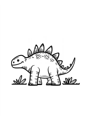 Cartoon Stegosaurus Dinosaur in Nature Coloring Page