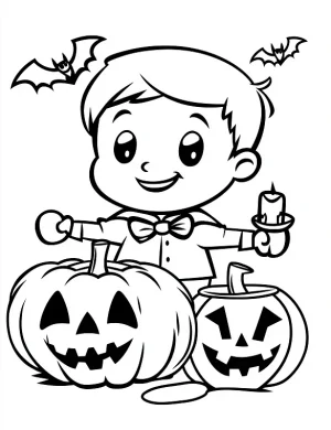Cartoon Vampire Boy Holding a Candle Coloring Page by Mindset Flow