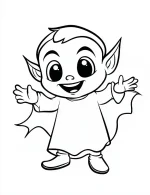 Cartoon Vampire Child Wearing a Flowing Ghost Costume Coloring Page by Mindset Flow