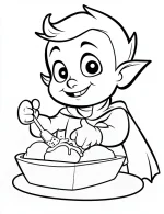 Cartoon Vampire Decorating a Cake Coloring Page by Mindset Flow