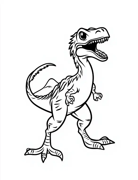 Cartoon Velociraptor Roaring Coloring Page by Mindset Flow