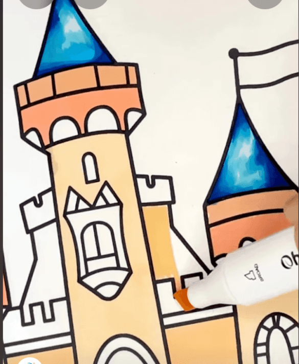 Castle In The Clouds Fantasy Adult Coloring Page-HowToVideo