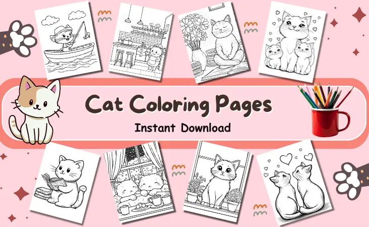 Cat Coloring Pages by Mindset Flow
