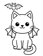 Cat Dressed as a Bat Halloween Coloring Page by Mindset Flow