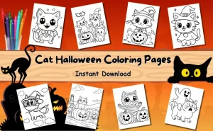 Cat Halloween Coloring Pages