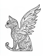 Cat Mandala with Majestic Wings Design Coloring Page by Mindset Flow