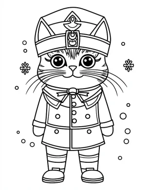 Cat Nutcracker Soldier Costume Line Christmas Coloring Page By Mindset Flow