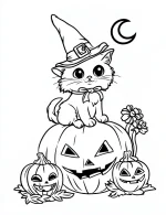 Cat Sitting On Top Of A Large Jack-o-Lantern Coloring Page by Mindset Flow