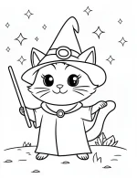 Cat Wizard Casting Spells Coloring Page by Mindset Flow