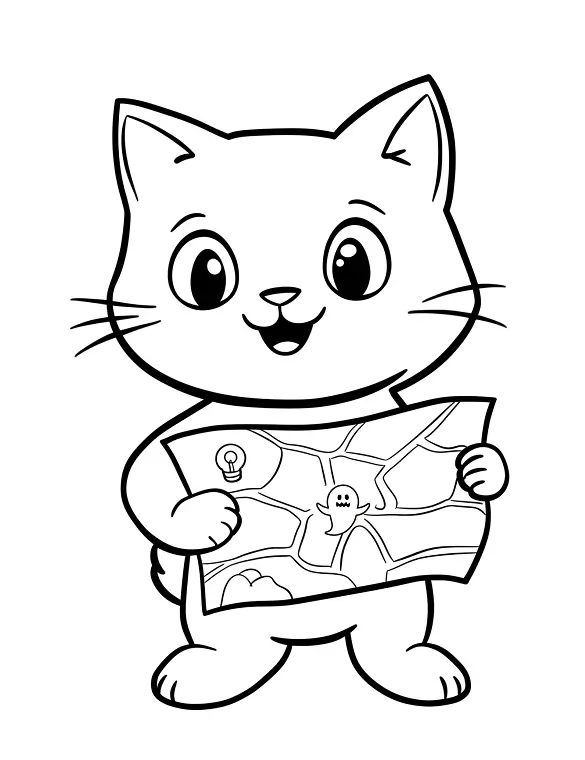 Cat on a Ghost Hunt Halloween Coloring Page by Mindset Flow Cat on a Ghost Hunt Halloween Coloring Page by Mindset Flow