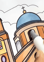 Cathedral With Towers And Crosses Adult Coloring Page How to Video