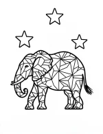 Celestial Mandala Elephant with Star Patterns Coloring Page by Mindset Flow
