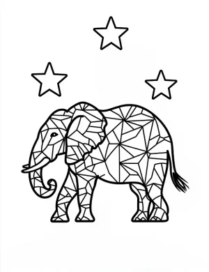 Celestial Mandala Elephant with Star Patterns Coloring Page by Mindset Flow