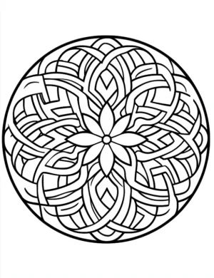 Celtic Flower Mandala With Woven Loops Coloring Page by Mindset Flow