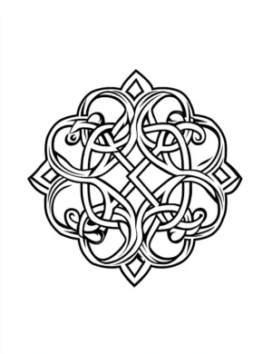 Celtic Inspired Interwoven Knot Mandala Complex Design Coloring Page by Mindset Flow