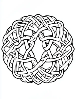 Celtic Knot Circle With Interlacing Lines Coloring Page by Mindset Flow