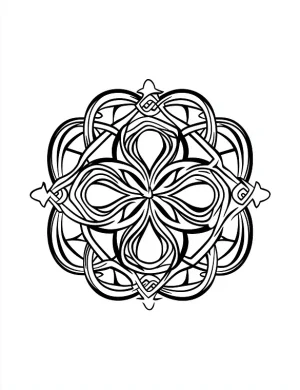 Celtic Wheel Mandala with Interwoven Knots and Spirals Coloring Page by Mindset Flow