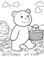Charming Bear with Picnic Basket Coloring Page by Mindset Flow