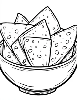 Charming Bowl of Crispy Chips Coloring Page by Mindset Flow
