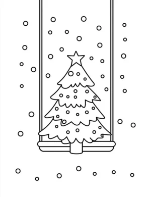 Charming Christmas Tree Swinging in Snow Coloring Page By Mindset Flow