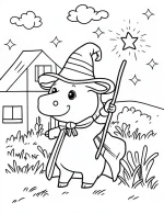 Charming Cow in Wizard Hat Coloring Page by Mindset Flow