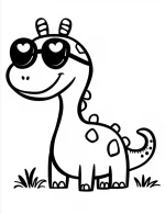 Charming Dinosaur with Sunglasses Coloring Page