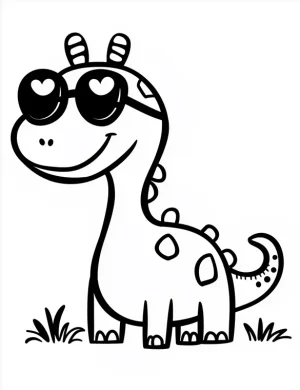 Charming Dinosaur with Sunglasses Coloring Page