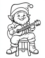 Charming Elf Playing Guitar Christmas Coloring Page By Mindset Flow