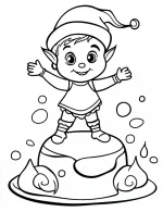 Charming Elf Standing on a Candy Swirl Coloring Page by Mindset Flow