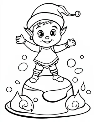 Charming Elf Standing on a Candy Swirl Coloring Page by Mindset Flow